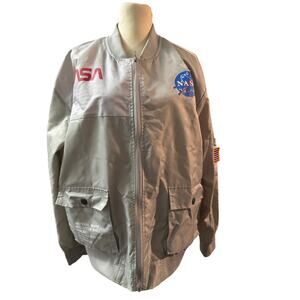 ASSTSERIES NASA SPACE AERONAUTICS USA Flag Full Zip Patch Men's Jacket Size XL